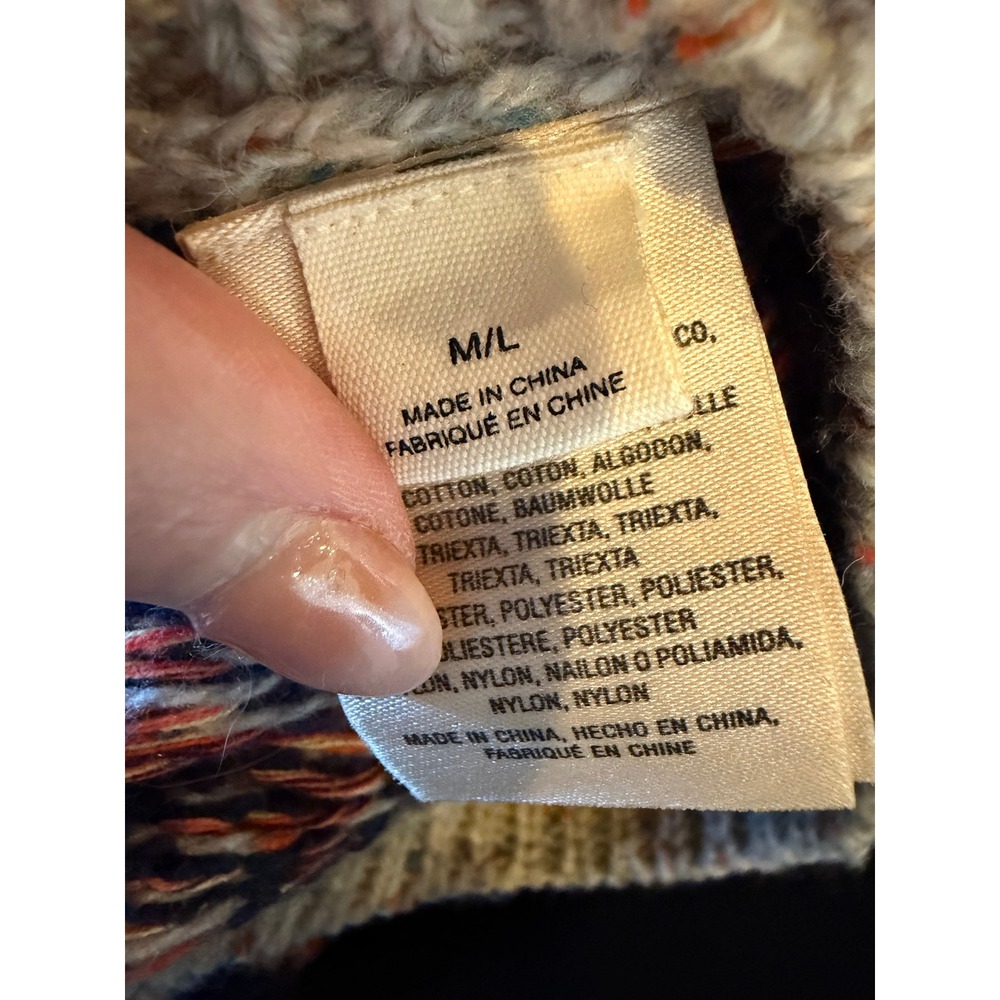 Anthropologie Sleeping On Snow Sweater Poncho Women Medium Beige Fair Isle Wool - Picture 10 of 12